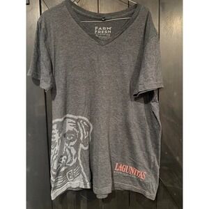 Farm Fresh Clothing Co Lagunitas Brewing Co Dog Graphic V-Neck T-Shirt Gray XL